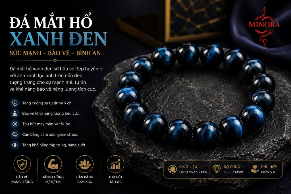 Đá Mắt Hổ Xanh Đen